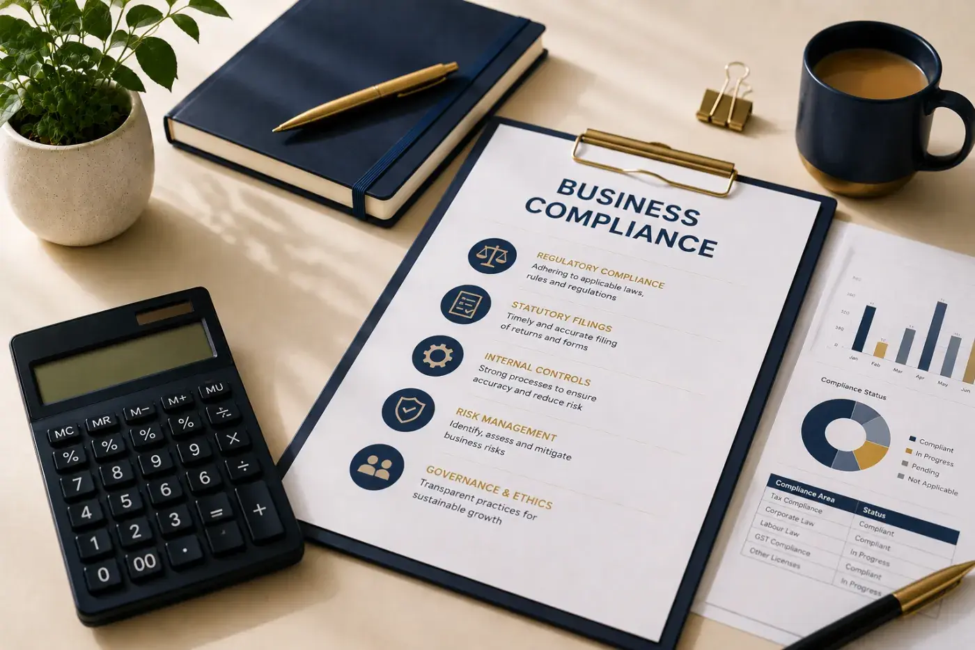 Illustration of company registration and business compliance paperwork in India